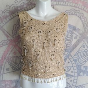 Vintage ivory beaded vest